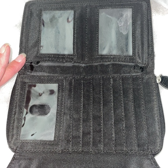 Mundi Womens Clutch Wallet Croc print Black 7.5X4 Multiple Slots Sections - Picture 5 of 9